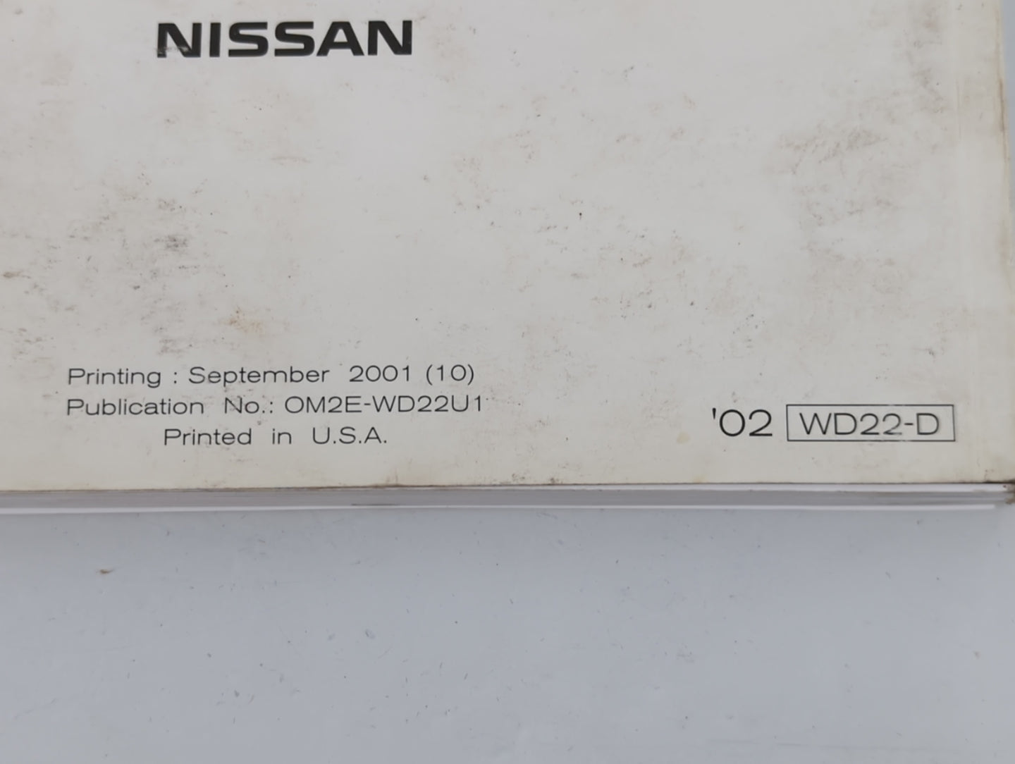 2002 Nissan Xterra Owners Manual Book Guide P/N:OM2E-WD22U1 OEM Used Auto Parts - Oemusedautoparts1.com