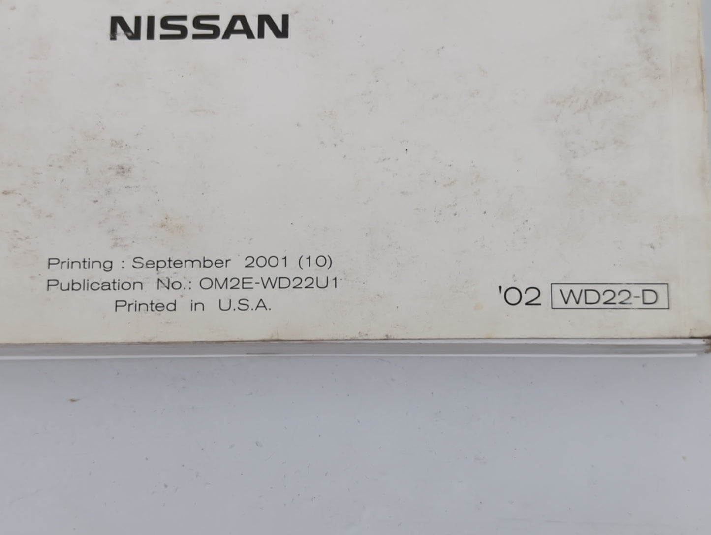 2002 Nissan Xterra Owners Manual Book Guide P/N:OM2E-WD22U1 OEM Used Auto Parts - Oemusedautoparts1.com