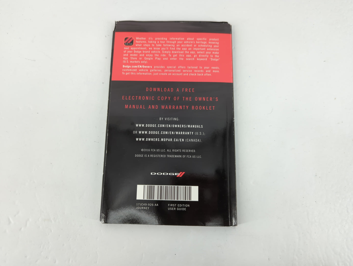 2017 Dodge Journey Owners Manual Book Guide P/N:17JC49-926-AA OEM Used Auto Parts - Oemusedautoparts1.com