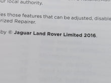 2016 Jaguar F-Pace Owners Manual Book Guide OEM Used Auto Parts