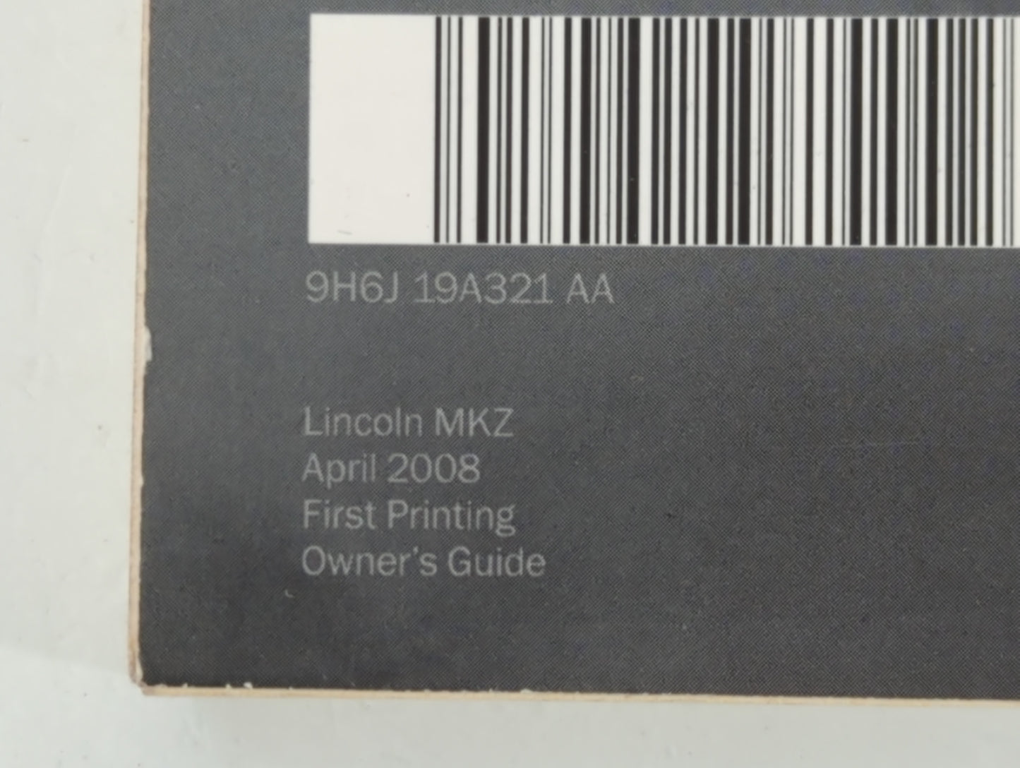 2009 Lincoln Mkz Owners Manual Book Guide P/N:9H6J 19A321 AA OEM Used Auto Parts - Oemusedautoparts1.com
