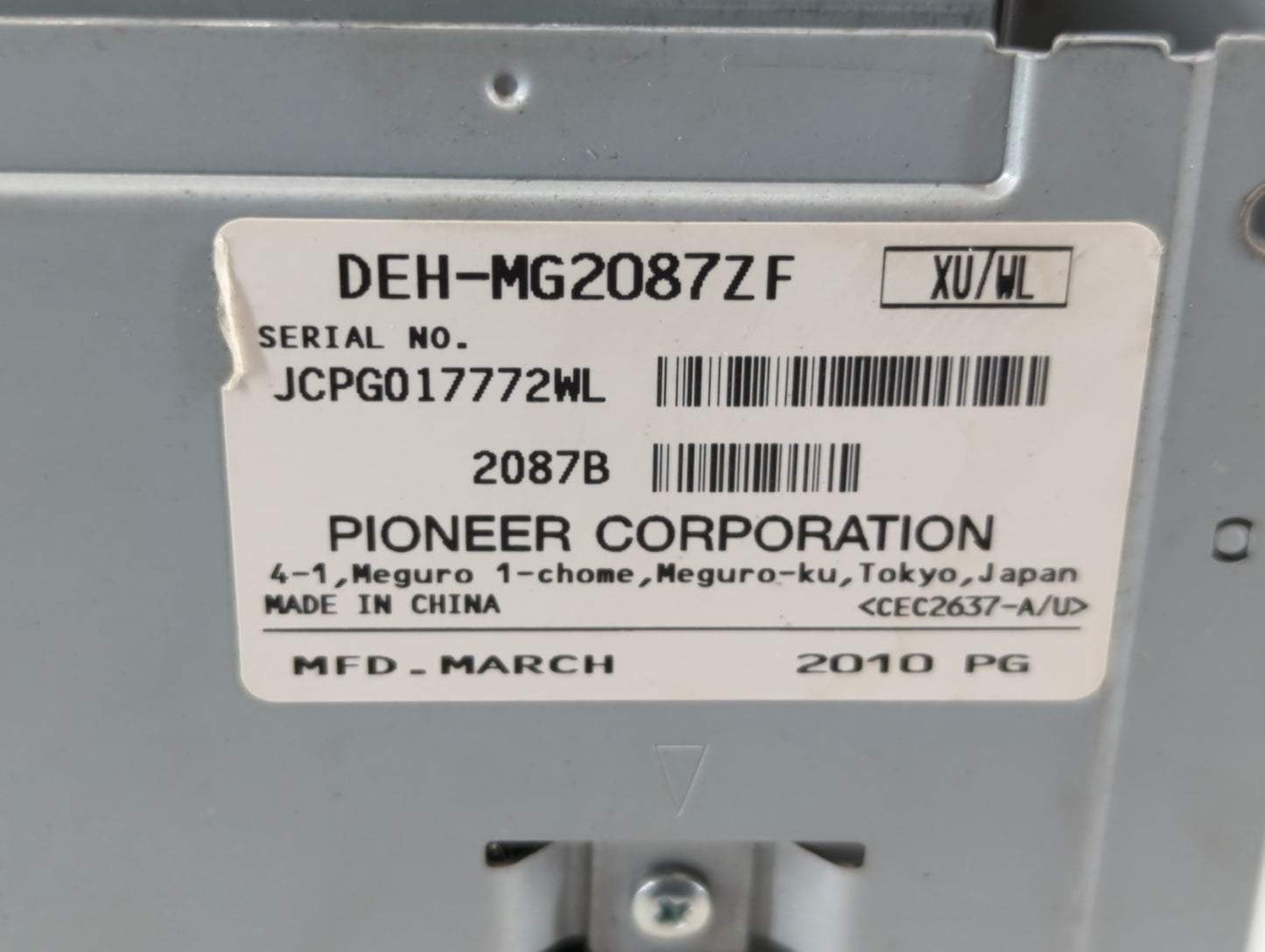 2009-2010 Lincoln Mkx Radio AM FM Cd Player Receiver Replacement P/N:2087B DEH-MG2087ZF Fits Fits 2009 2010 OEM Used Auto Parts - Oemusedautoparts1.com