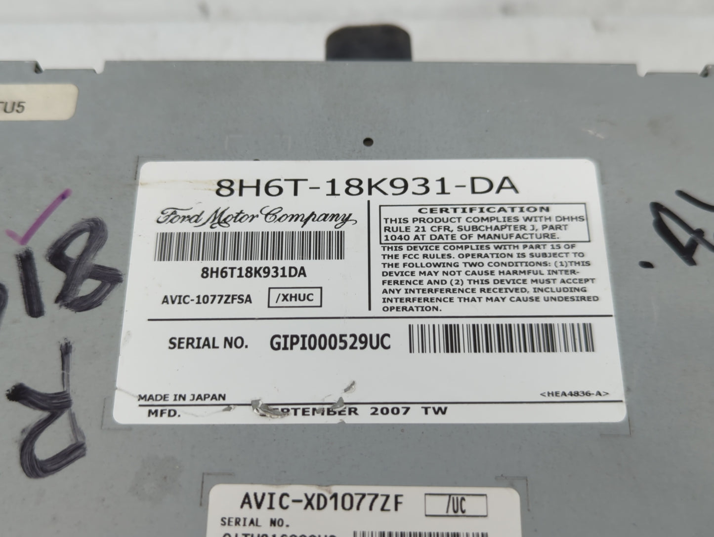 2008-2009 Lincoln Mkz Radio AM FM Cd Player Receiver Replacement P/N:8H6T-18K931-DA Fits Fits 2008 2009 OEM Used Auto Parts - Oemusedautoparts1.com