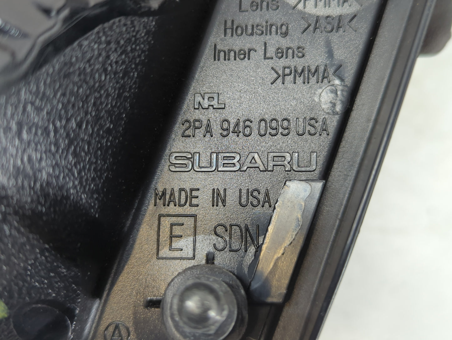 2010-2014 Subaru Legacy Tail Light Assembly Driver Left OEM P/N:2PA 946 099 Fits Fits 2010 2011 2012 2013 2014 OEM Used Auto Parts - Oemusedautoparts1.com