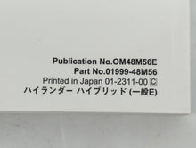 2023 Toyota Highlander Owners Manual Book Guide P/N:01999-48M56 OEM Used Auto Parts