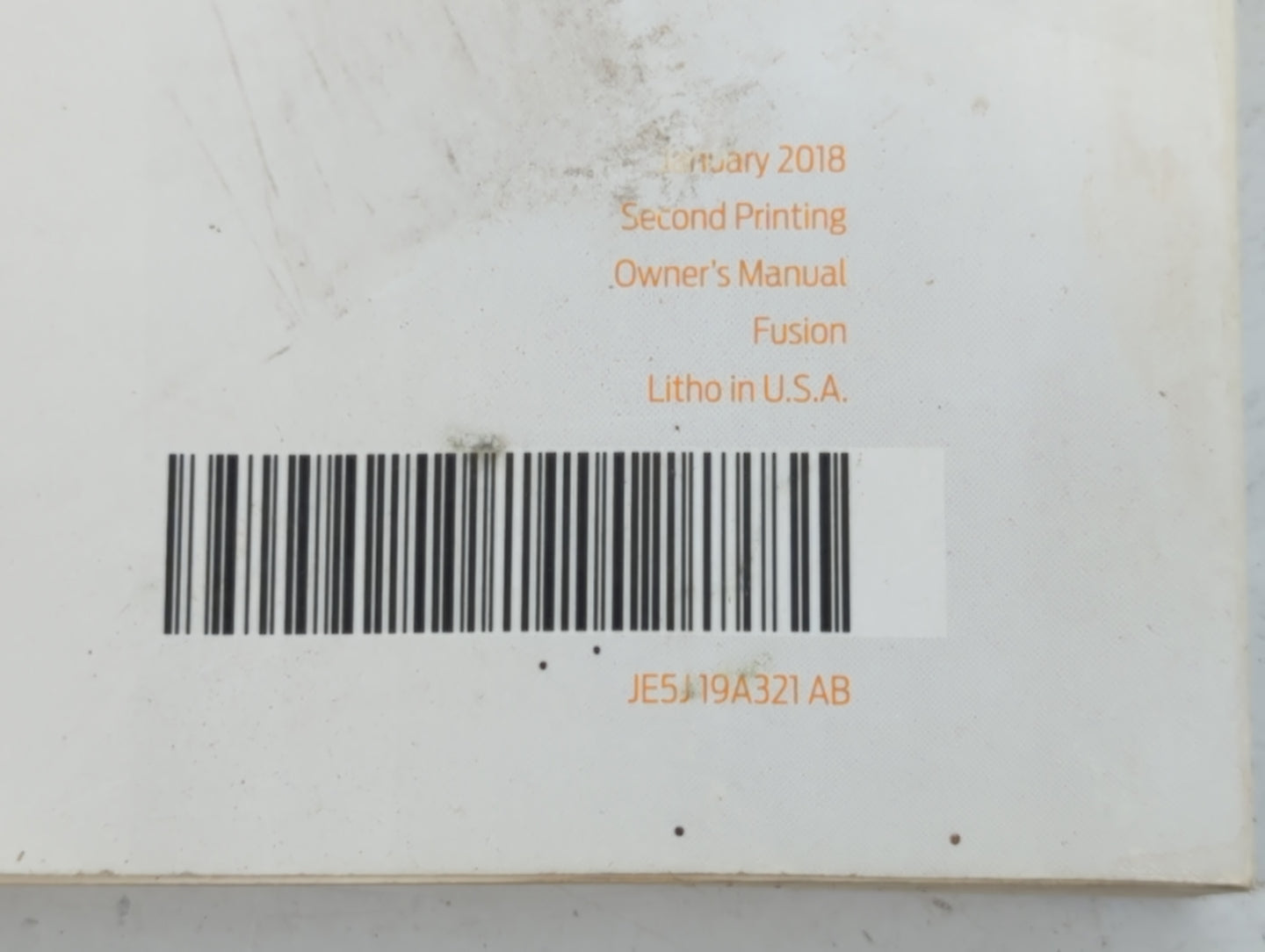2018 Ford Fusion Owners Manual Book Guide P/N:JE5J 19A321 AB OEM Used Auto Parts - Oemusedautoparts1.com