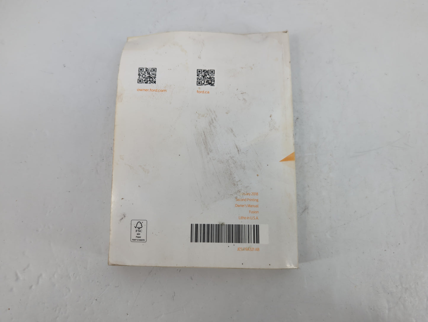 2018 Ford Fusion Owners Manual Book Guide P/N:JE5J 19A321 AB OEM Used Auto Parts - Oemusedautoparts1.com