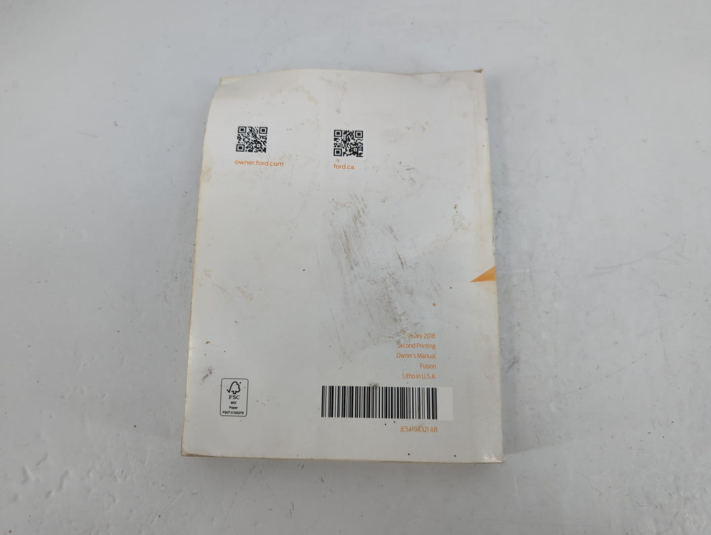 2018 Ford Fusion Owners Manual Book Guide P/N:JE5J 19A321 AB OEM Used Auto Parts - Oemusedautoparts1.com