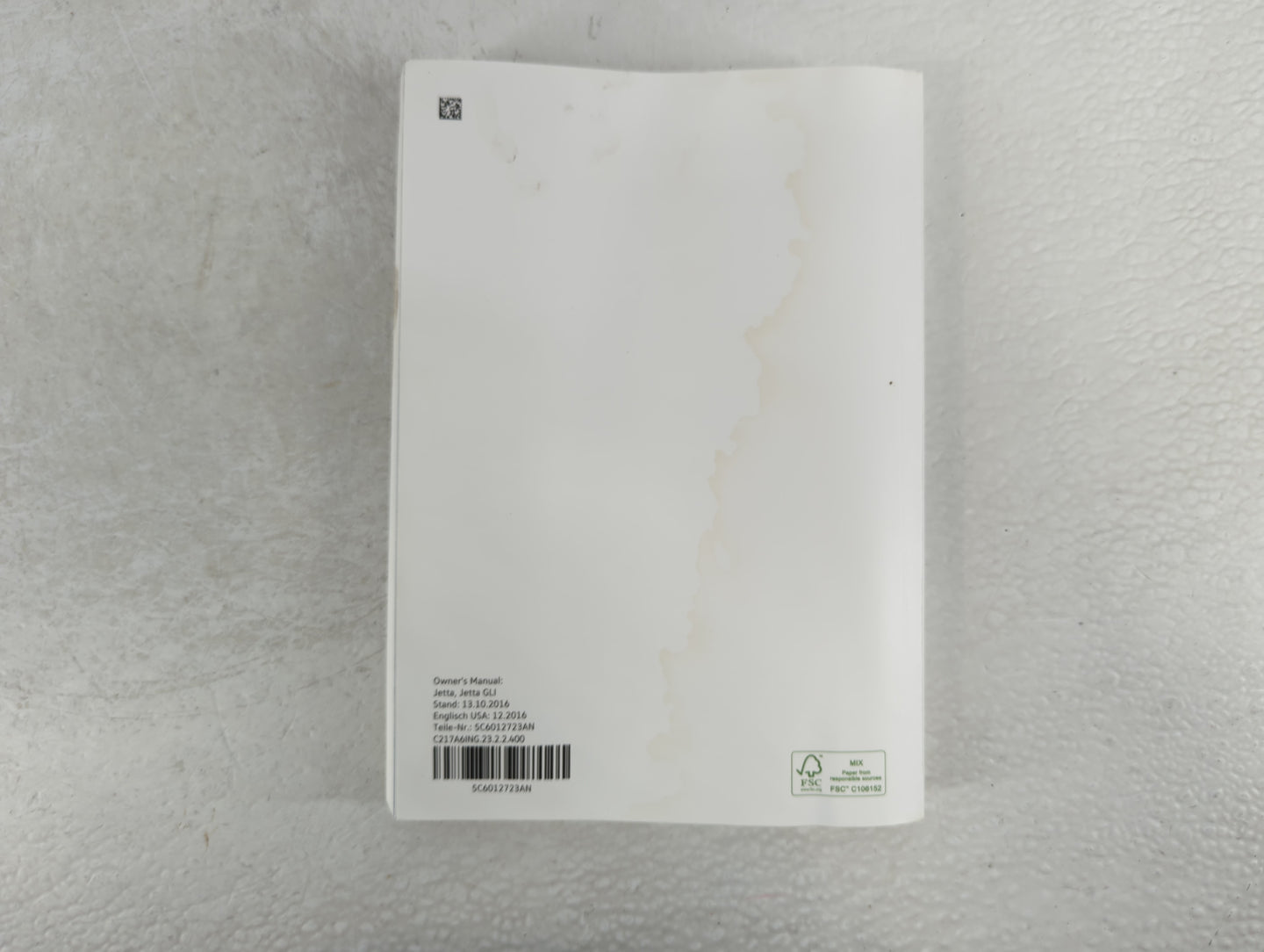 2017 Volkswagen Jetta Owners Manual Book Guide P/N:5C6012723AN OEM Used Auto Parts - Oemusedautoparts1.com