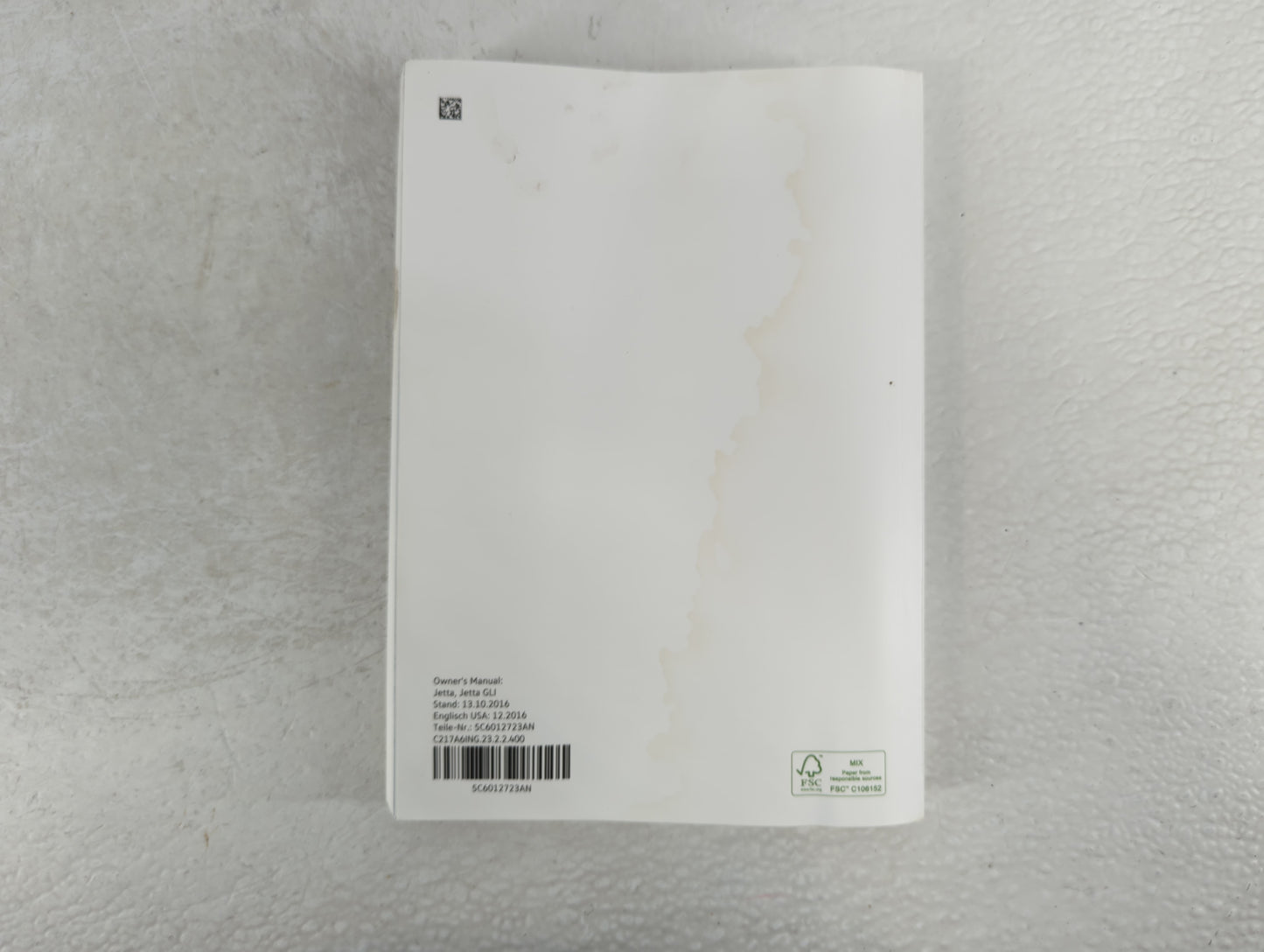 2017 Volkswagen Jetta Owners Manual Book Guide P/N:5C6012723AN OEM Used Auto Parts - Oemusedautoparts1.com