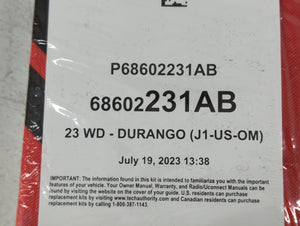 2023 Dodge Durango Owners Manual Book Guide P/N:68602231AB OEM Used Auto Parts