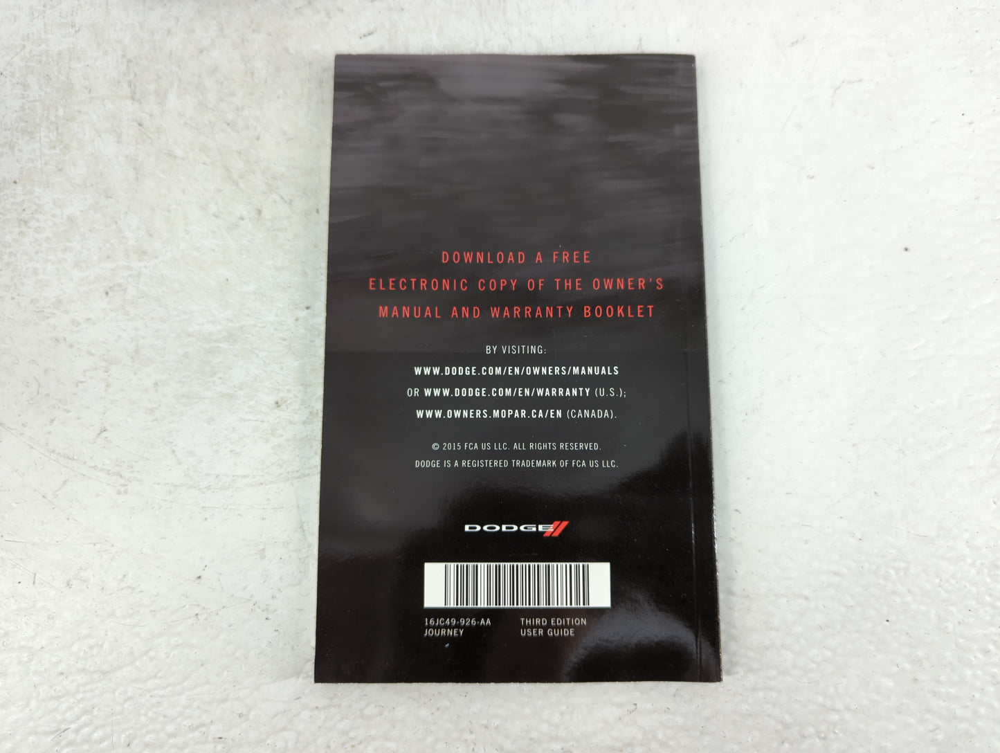 2016 Dodge Journey Owners Manual Book Guide P/N:16JC49-926-AA OEM Used Auto Parts - Oemusedautoparts1.com