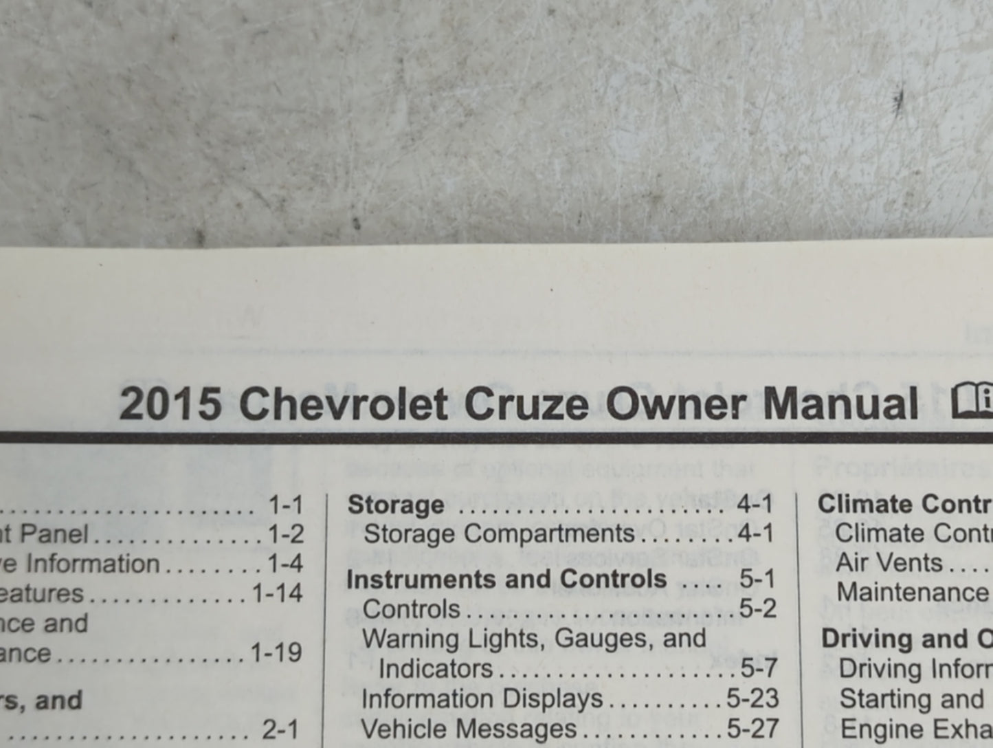 2015 Chevrolet Cruze Owners Manual Book Guide P/N:22951277 B OEM Used Auto Parts - Oemusedautoparts1.com