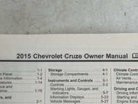 2015 Chevrolet Cruze Owners Manual Book Guide P/N:22951277 B OEM Used Auto Parts - Oemusedautoparts1.com