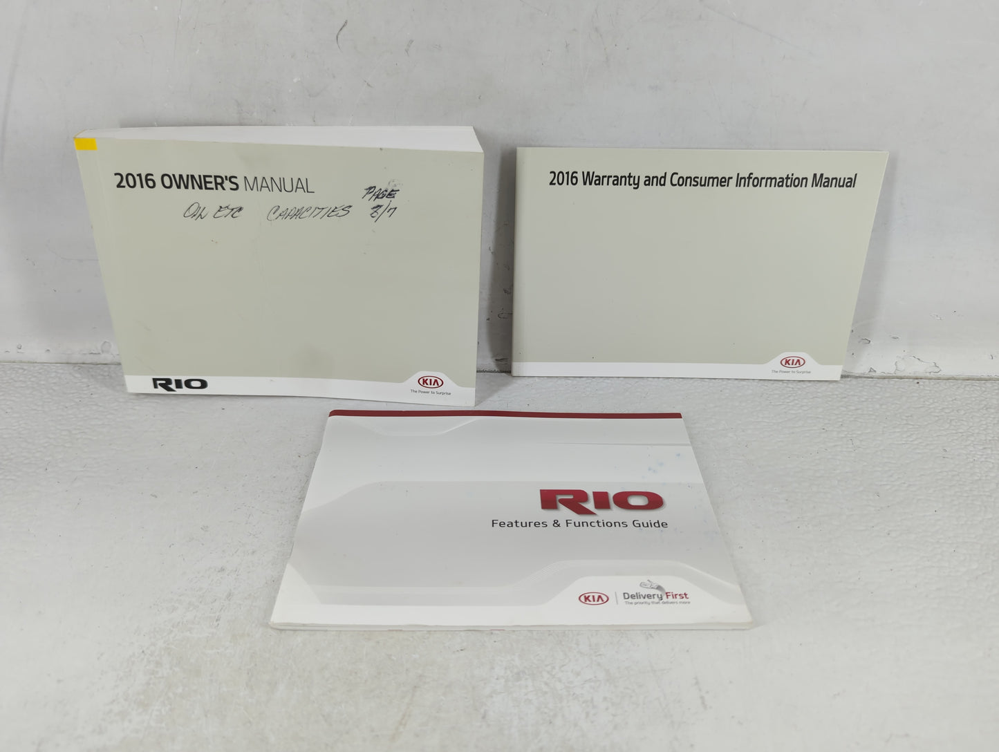 2016 Kia Rio Owners Manual Book Guide P/N:G1WO-EU59G OEM Used Auto Parts - Oemusedautoparts1.com