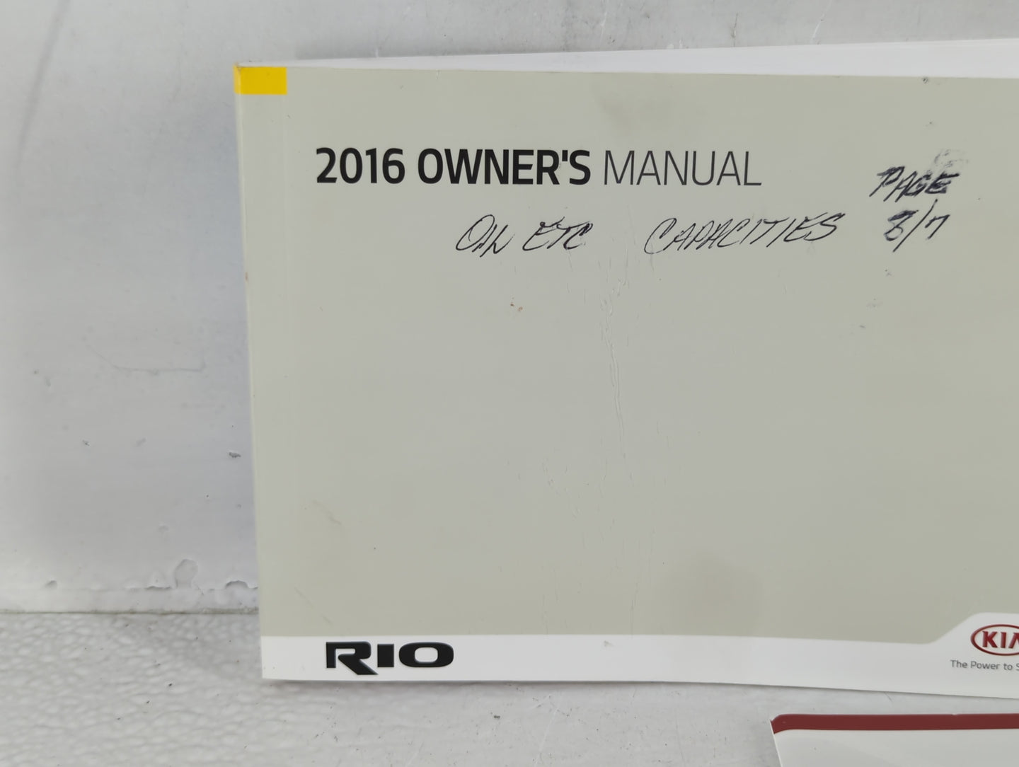2016 Kia Rio Owners Manual Book Guide P/N:G1WO-EU59G OEM Used Auto Parts - Oemusedautoparts1.com