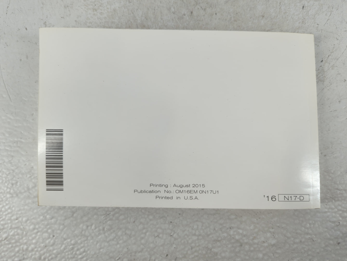 2016 Nissan Versa Owners Manual Book Guide P/N:OM16EM 0N17U1 OEM Used Auto Parts - Oemusedautoparts1.com