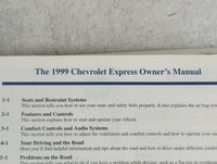 1999 Chevrolet Express 3500 Owners Manual Book Guide P/N:C9914 A OEM Used Auto Parts - Oemusedautoparts1.com