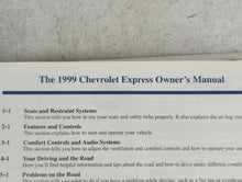 1999 Chevrolet Express 3500 Owners Manual Book Guide P/N:C9914 A OEM Used Auto Parts