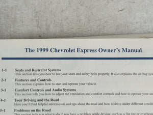 1999 Chevrolet Express 3500 Owners Manual Book Guide P/N:C9914 A OEM Used Auto Parts