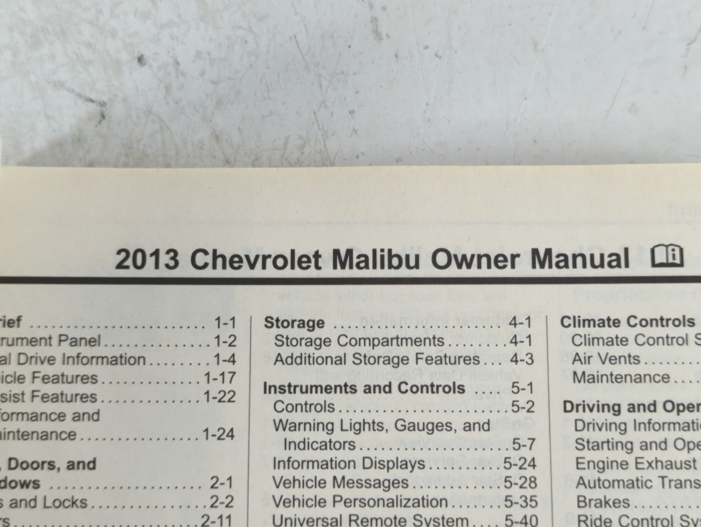 2013 Chevrolet Malibu Owners Manual Book Guide P/N:22941188 B OEM Used Auto Parts - Oemusedautoparts1.com