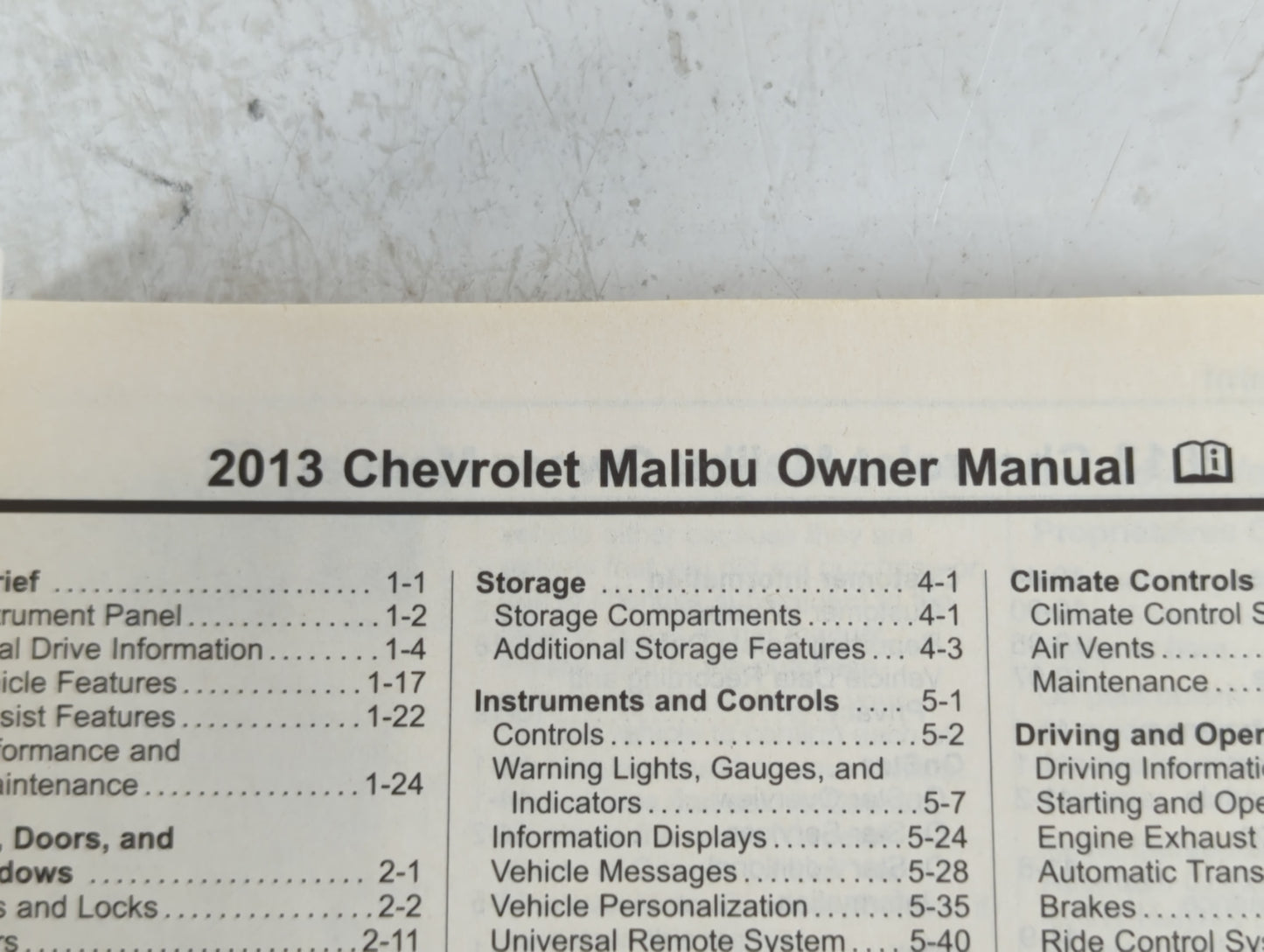 2013 Chevrolet Malibu Owners Manual Book Guide P/N:22941188 B OEM Used Auto Parts - Oemusedautoparts1.com