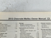 2013 Chevrolet Malibu Owners Manual Book Guide P/N:22941188 B OEM Used Auto Parts - Oemusedautoparts1.com
