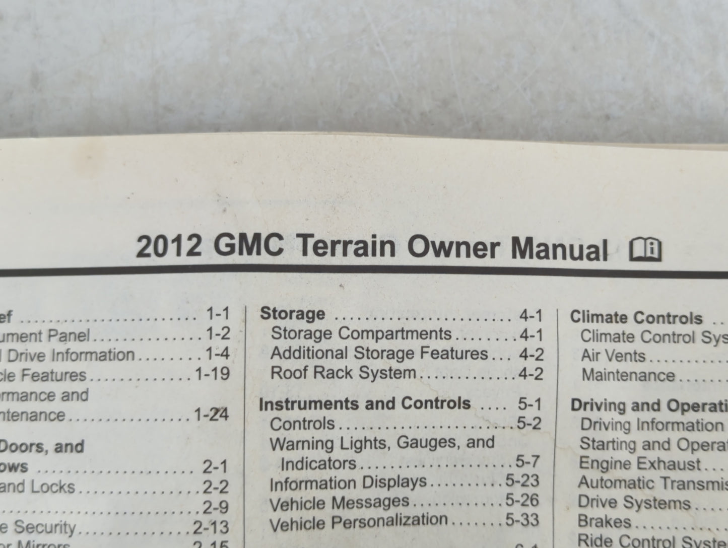 2012 Gmc Terrain Owners Manual Book Guide P/N:22862219 B OEM Used Auto Parts - Oemusedautoparts1.com
