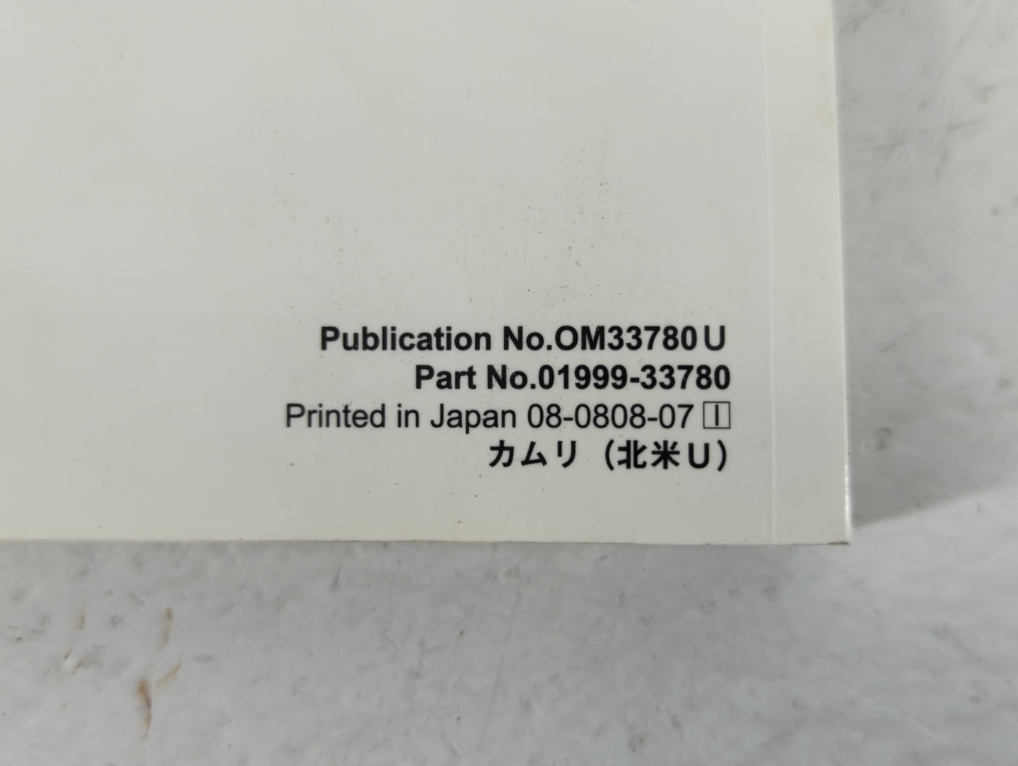 2009 Toyota Camry Owners Manual Book Guide P/N:01999-33780 OEM Used Auto Parts - Oemusedautoparts1.com