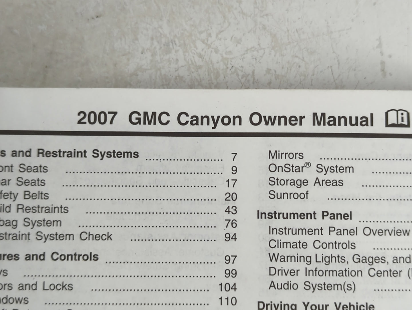 2007 Gmc Canyon Owners Manual Book Guide P/N:15866156 A OEM Used Auto Parts - Oemusedautoparts1.com
