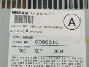 2004-2006 Nissan Quest Radio AM FM Cd Player Receiver Replacement P/N:28185 5Z010 Fits Fits 2004 2005 2006 OEM Used Auto Parts