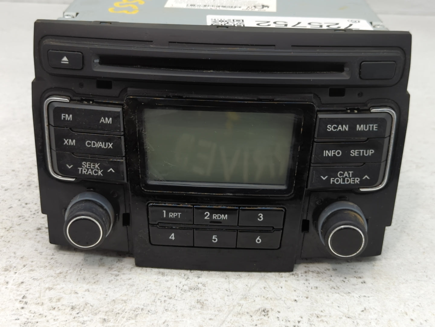 2011 Hyundai Sonata Radio AM FM Cd Player Receiver Replacement P/N:96180-3Q000 Fits OEM Used Auto Parts - Oemusedautoparts1.com