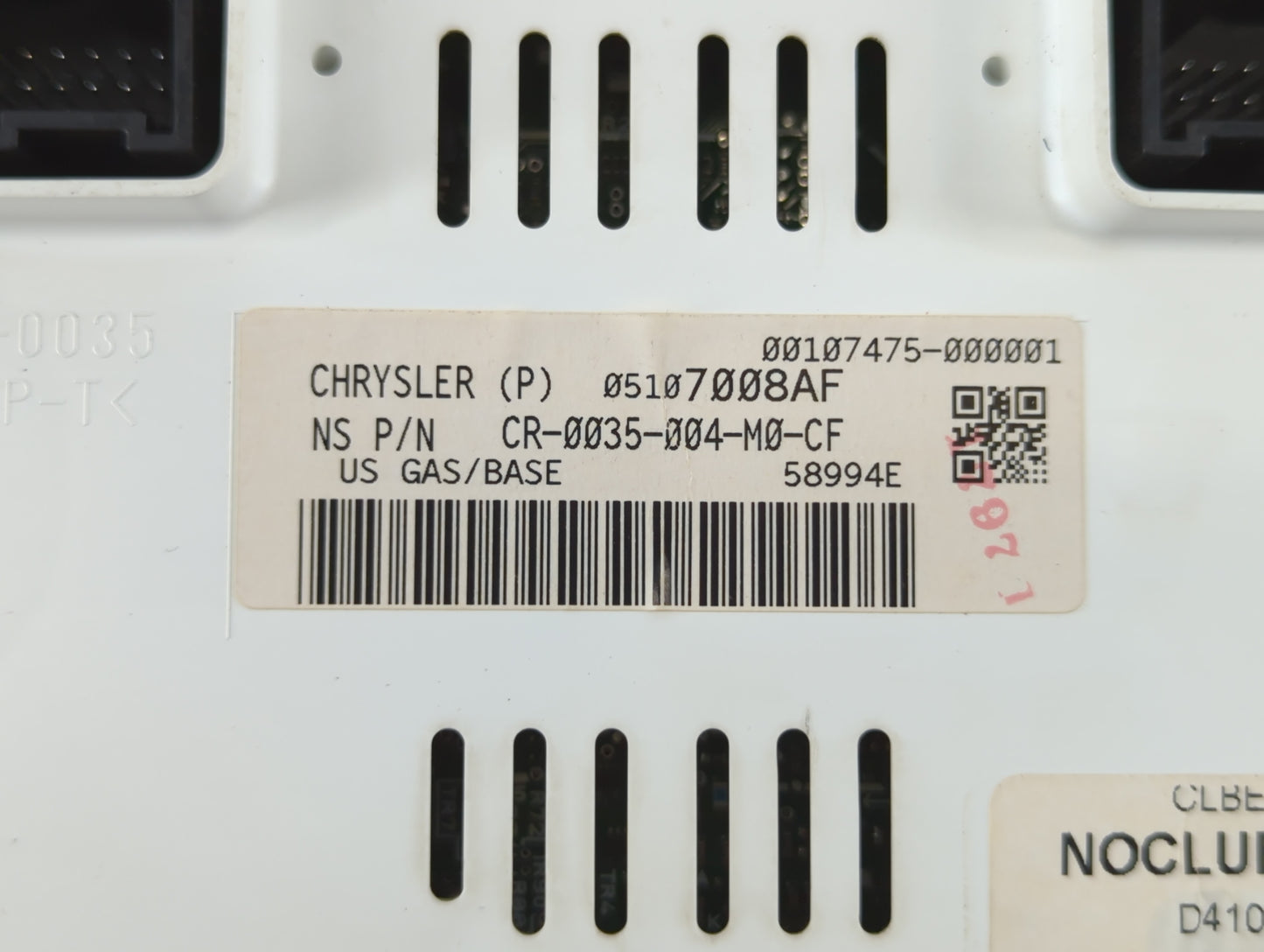 2007 Jeep Patriot Instrument Cluster Speedometer Gauges P/N:CR-0035-004-M0-CF 05107008AF Fits OEM Used Auto Parts - Oemusedautoparts1.com