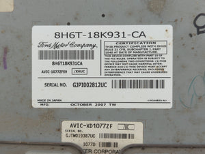 2008-2009 Lincoln Mkz Radio AM FM Cd Player Receiver Replacement P/N:8H6T-18K931-CA Fits Fits 2008 2009 OEM Used Auto Parts