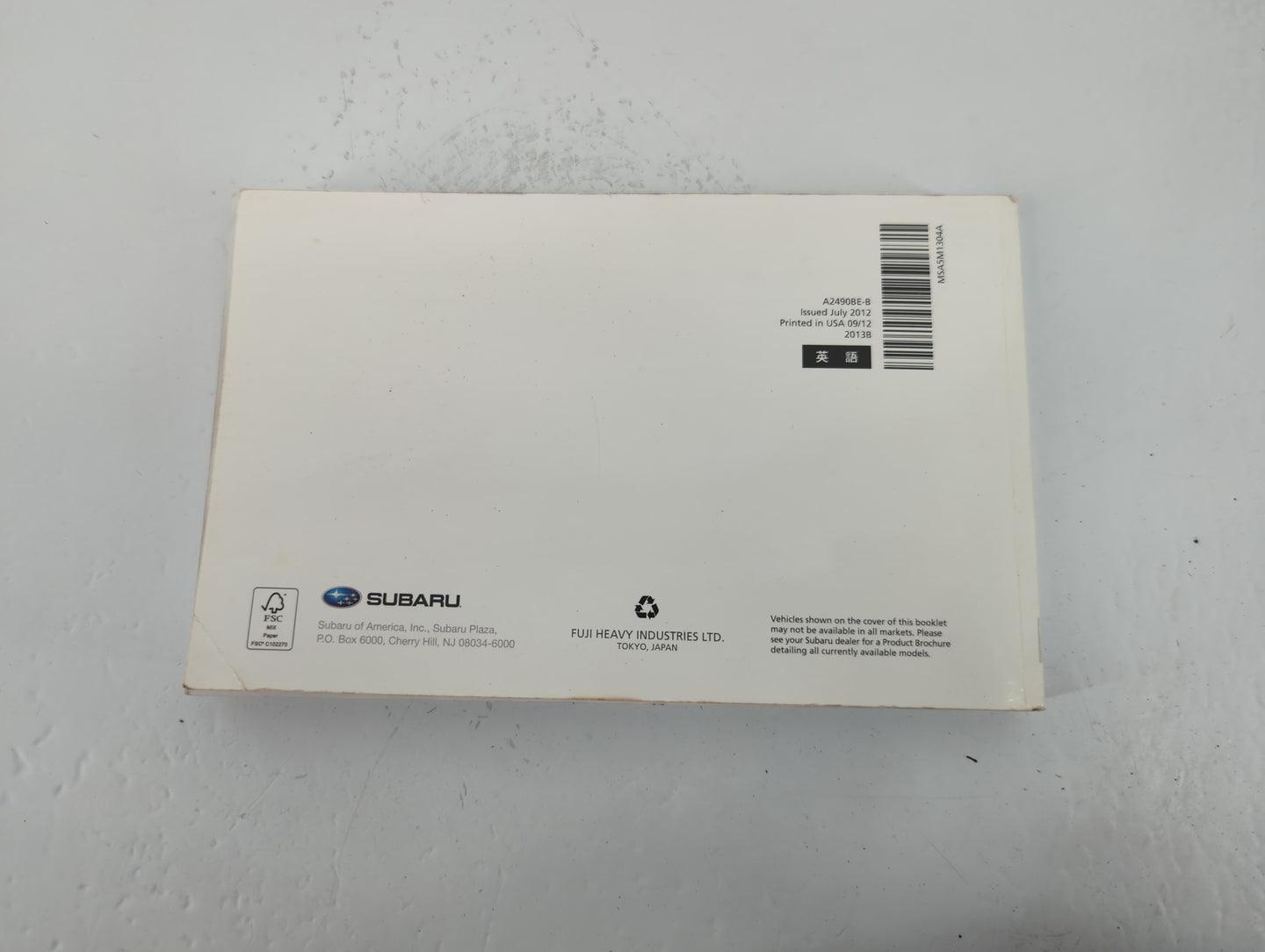 2013 Subaru Legacy Owners Manual Book Guide P/N:A2490BE-B OEM Used Auto Parts - Oemusedautoparts1.com