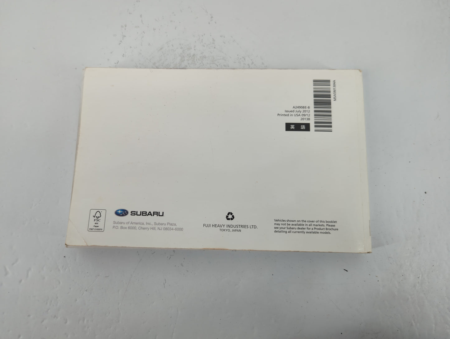2013 Subaru Legacy Owners Manual Book Guide P/N:A2490BE-B OEM Used Auto Parts - Oemusedautoparts1.com