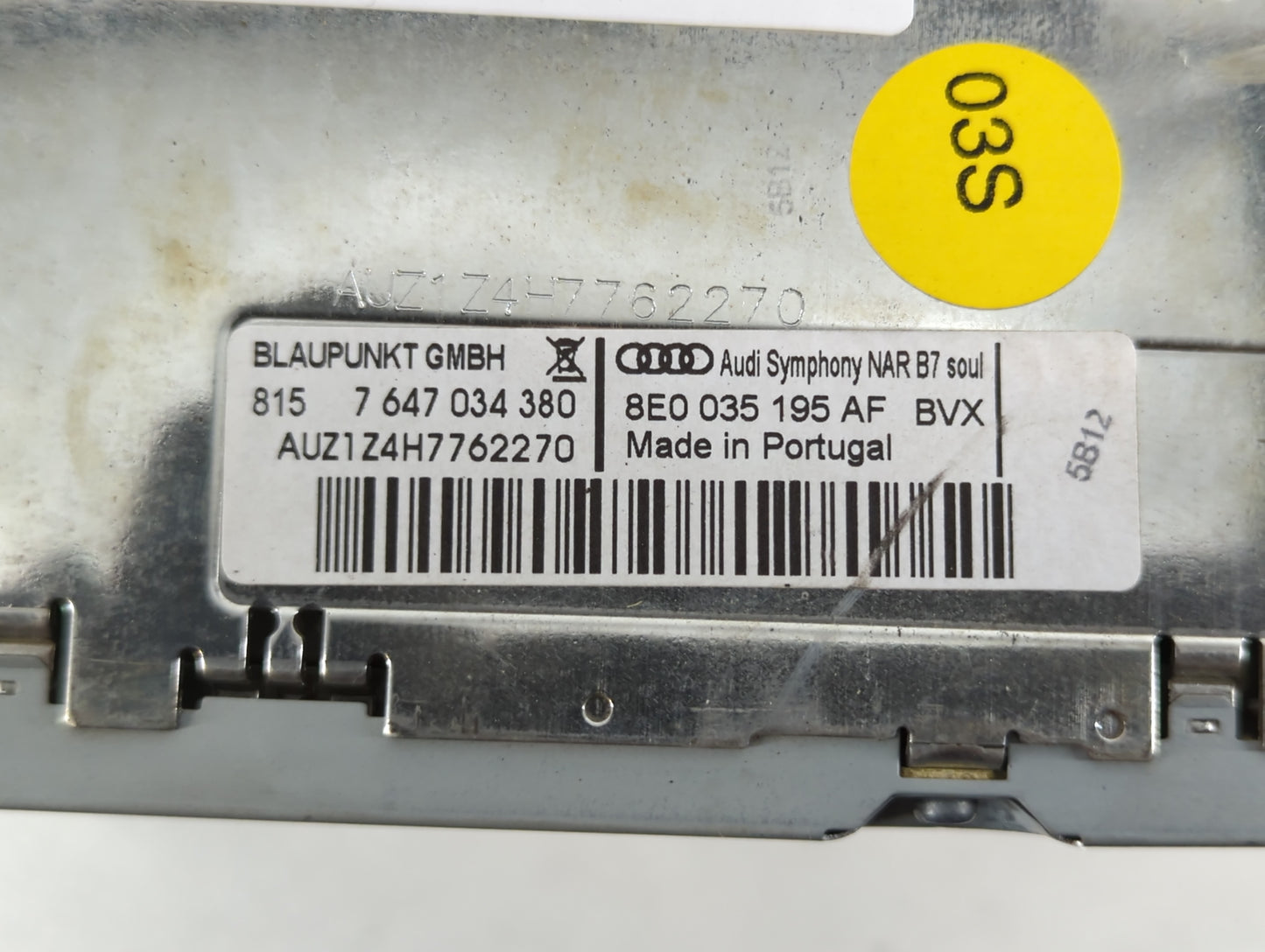 2008 Audi A4 Radio AM FM Cd Player Receiver Replacement P/N:8E0 035 195 AF 7 647 034 380 Fits OEM Used Auto Parts - Oemusedautoparts1.com