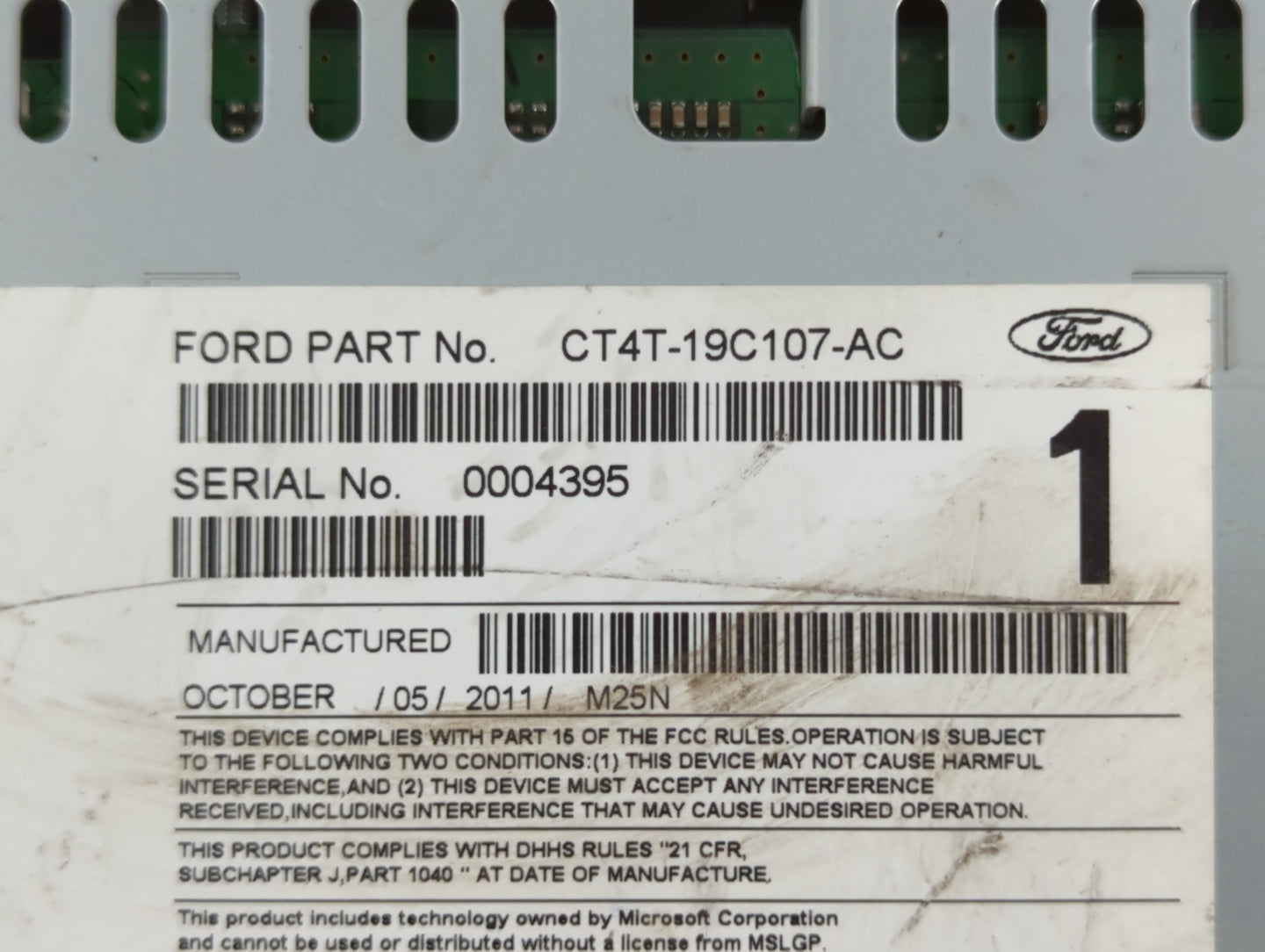 2012 Ford Edge Radio AM FM Cd Player Receiver Replacement P/N:CT4T-19C107-AC Fits Fits 2013 OEM Used Auto Parts - Oemusedautoparts1.com