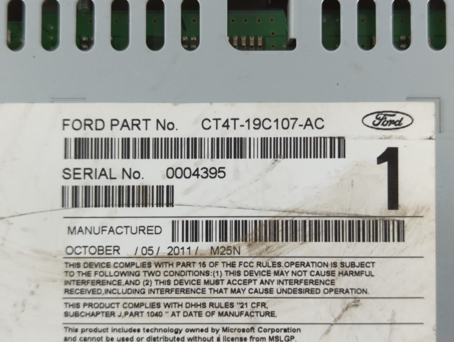 2012 Ford Edge Radio AM FM Cd Player Receiver Replacement P/N:CT4T-19C107-AC Fits Fits 2013 OEM Used Auto Parts - Oemusedautoparts1.com