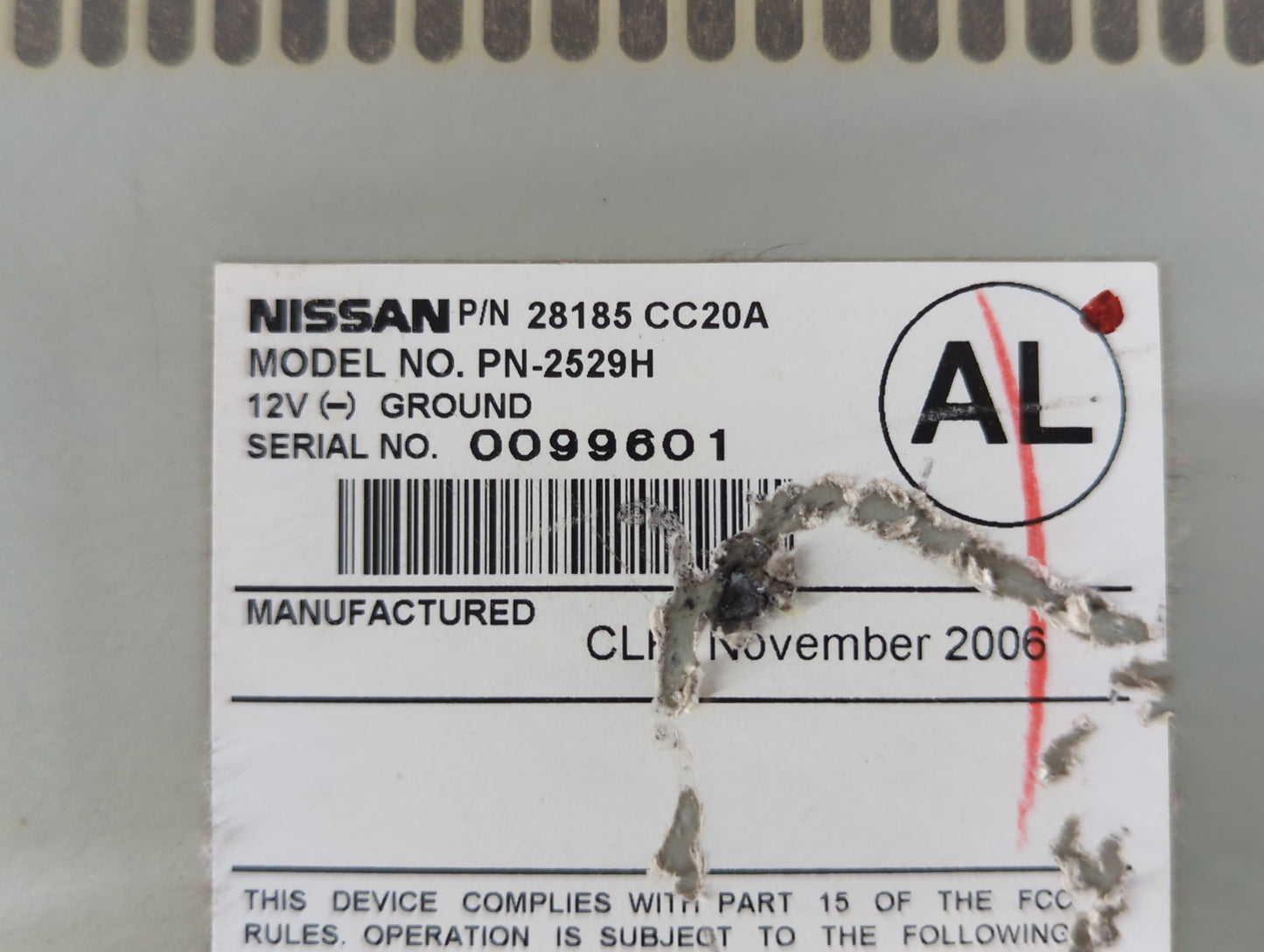 2006-2007 Nissan Murano Radio AM FM Cd Player Receiver Replacement P/N:28185 CC20A Fits Fits 2006 2007 OEM Used Auto Parts - Oemusedautoparts1.com