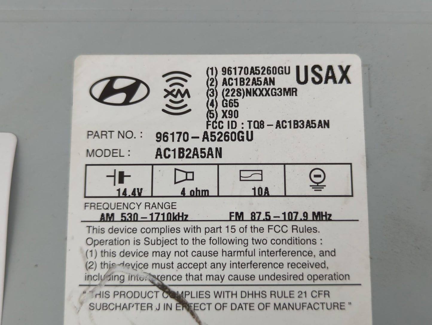 2016-2017 Hyundai Elantra Gt Radio AM FM Cd Player Receiver Replacement P/N:96170-A5260GU Fits Fits 2016 2017 OEM Used Auto Parts - Oemusedautoparts1.com
