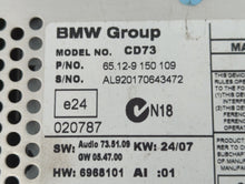2007-2009 Bmw 328i Radio AM FM Cd Player Receiver Replacement P/N:65.12-9 150 109 Fits Fits 2006 2007 2008 2009 2010 OEM Used Auto Parts