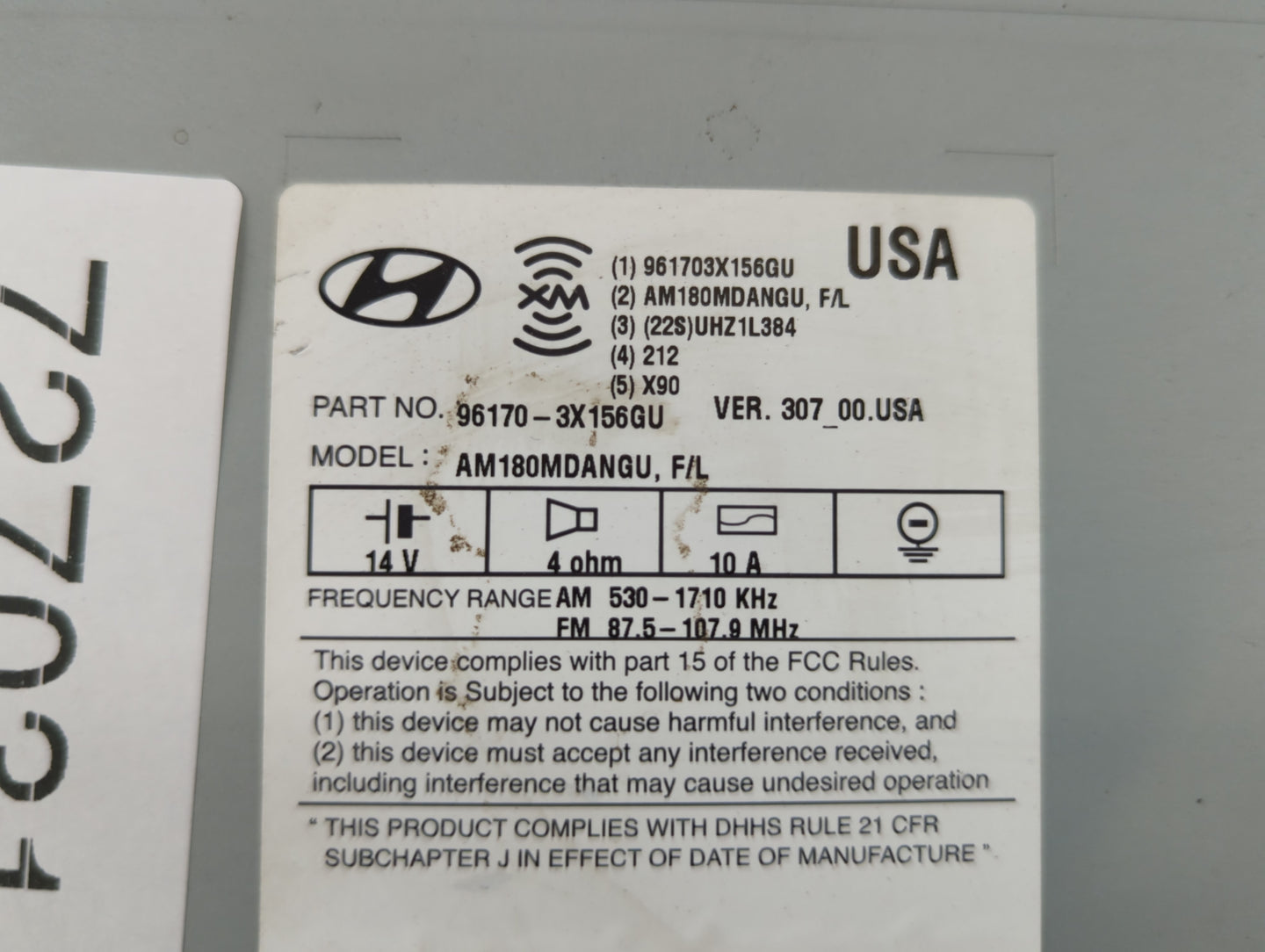 2014-2016 Hyundai Elantra Radio AM FM Cd Player Receiver Replacement P/N:96170-3X156GU Fits Fits 2014 2015 2016 OEM Used Auto Parts - Oemusedautoparts1.com