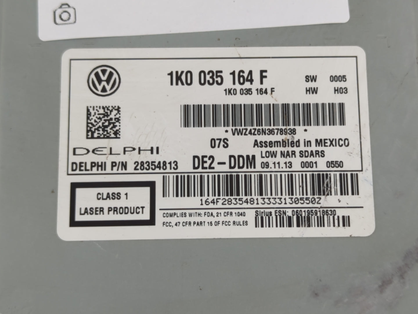 2011-2014 Volkswagen Jetta Radio AM FM Cd Player Receiver Replacement P/N:1K0 035 164 F 1K0 035 164 D Fits OEM Used Auto Parts - Oemusedautoparts1.com
