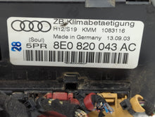 2002-2005 Audi A4 Climate Control Module Temperature AC/Heater Replacement P/N:8E0 820 043 AC Fits Fits 2002 2003 2004 2005 OEM Used Auto Parts