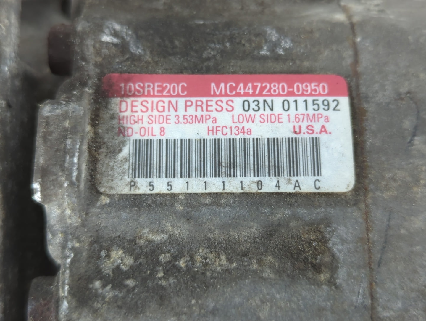 2011-2016 Chrysler Town & Country Air Conditioning A/c Ac Compressor Oem - Oemusedautoparts1.com