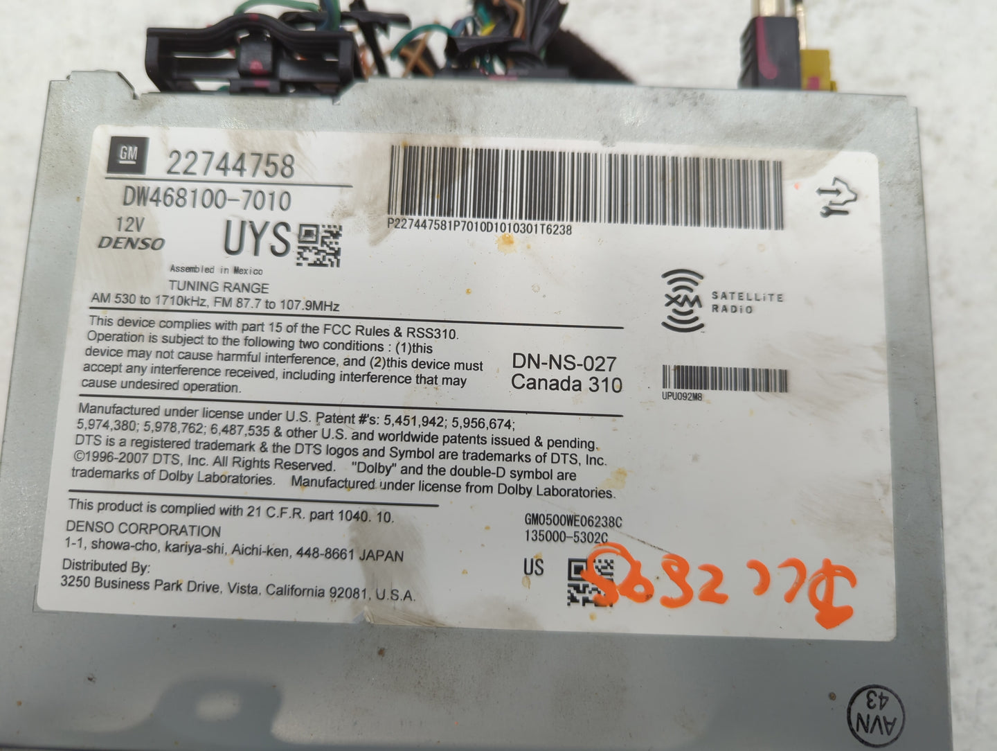 2011 Buick Regal Radio AM FM Cd Player Receiver Replacement P/N:22744758 Fits Fits 2010 OEM Used Auto Parts - Oemusedautoparts1.com