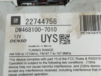 2011 Buick Regal Radio AM FM Cd Player Receiver Replacement P/N:22744758 Fits Fits 2010 OEM Used Auto Parts - Oemusedautoparts1.com