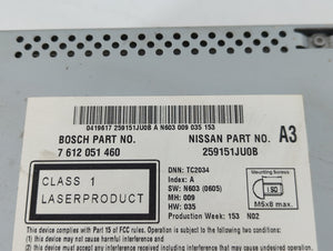 2012-2014 Nissan Juke Radio AM FM Cd Player Receiver Replacement P/N:259151JU0B 7 612 051 460 Fits Fits 2012 2013 2014 OEM Used Auto Parts