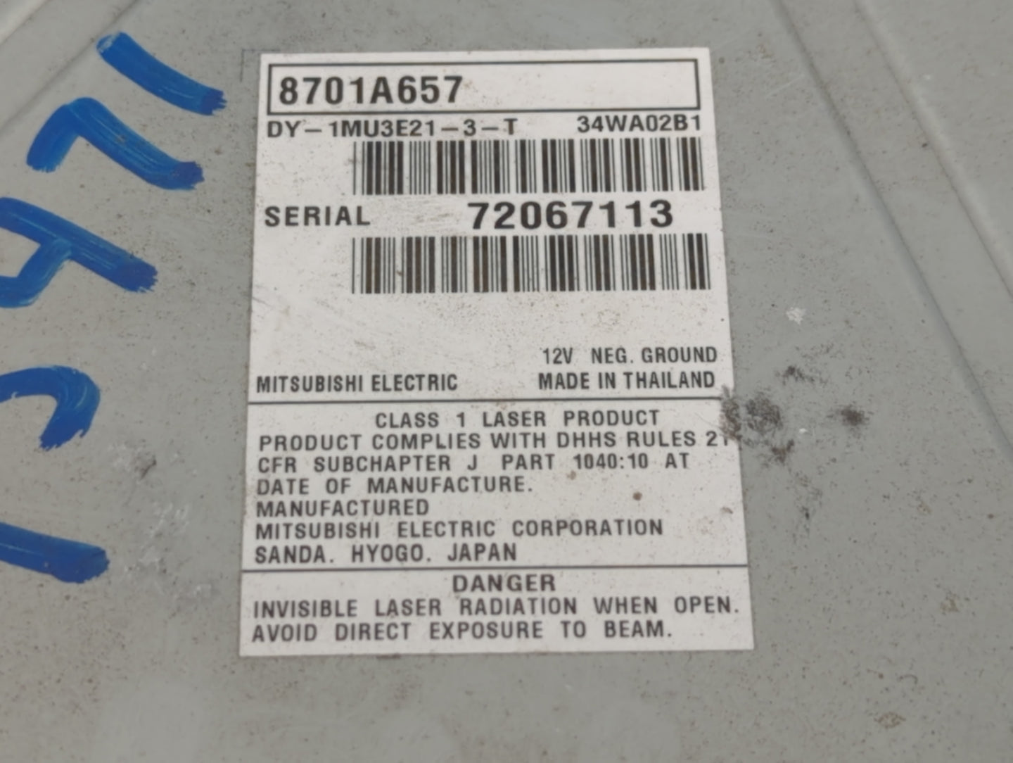 2017 Mitsubishi Mirage Radio AM FM Cd Player Receiver Replacement P/N:8701A657 Fits OEM Used Auto Parts - Oemusedautoparts1.com